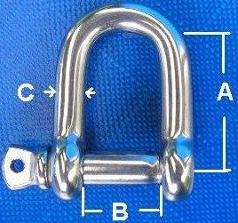 D Shackle With Captive Pin 316 Stainless Steel