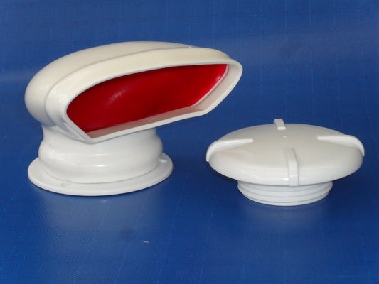 Cowl vent 2 3/4" red white PVC