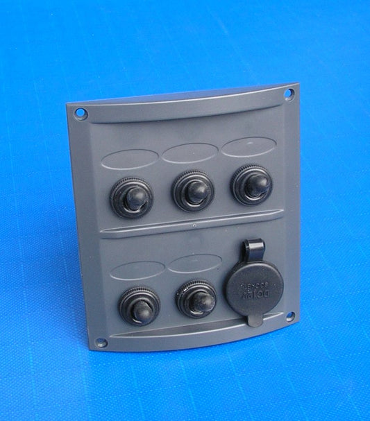 Switch panel splashproof 5 switches & cig ligher socket 12v