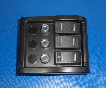 Switch panel 12 volt 3 gang Circuit breakers waterproof