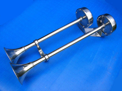 Fog Horn twin trumpet. Stainless steel 12volt