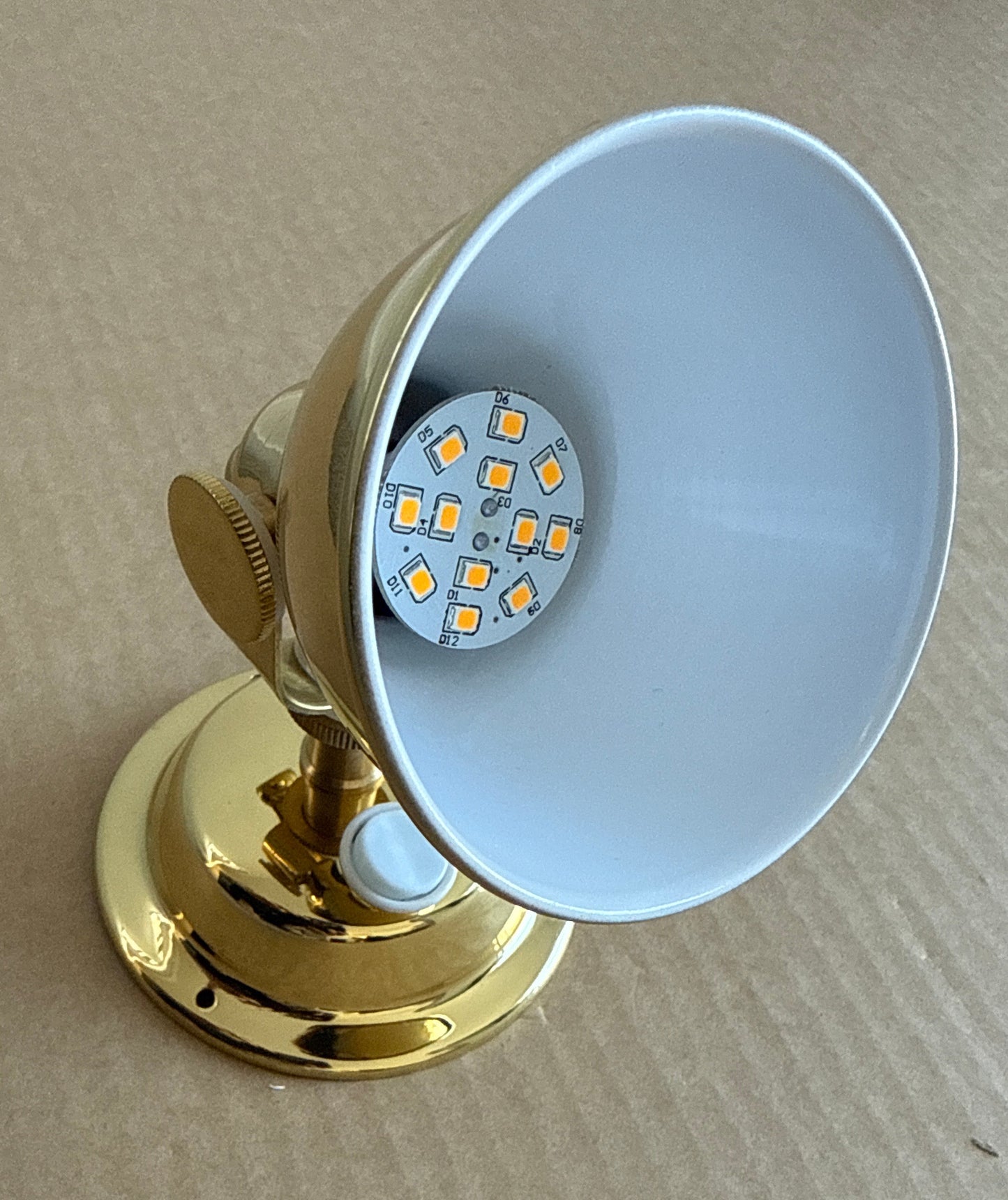 Polished brass reading light LED 12v