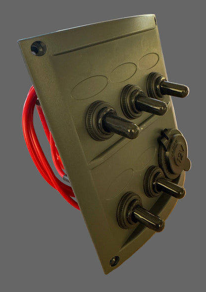 Switch panel splashproof 5 switches & cig ligher socket 12v